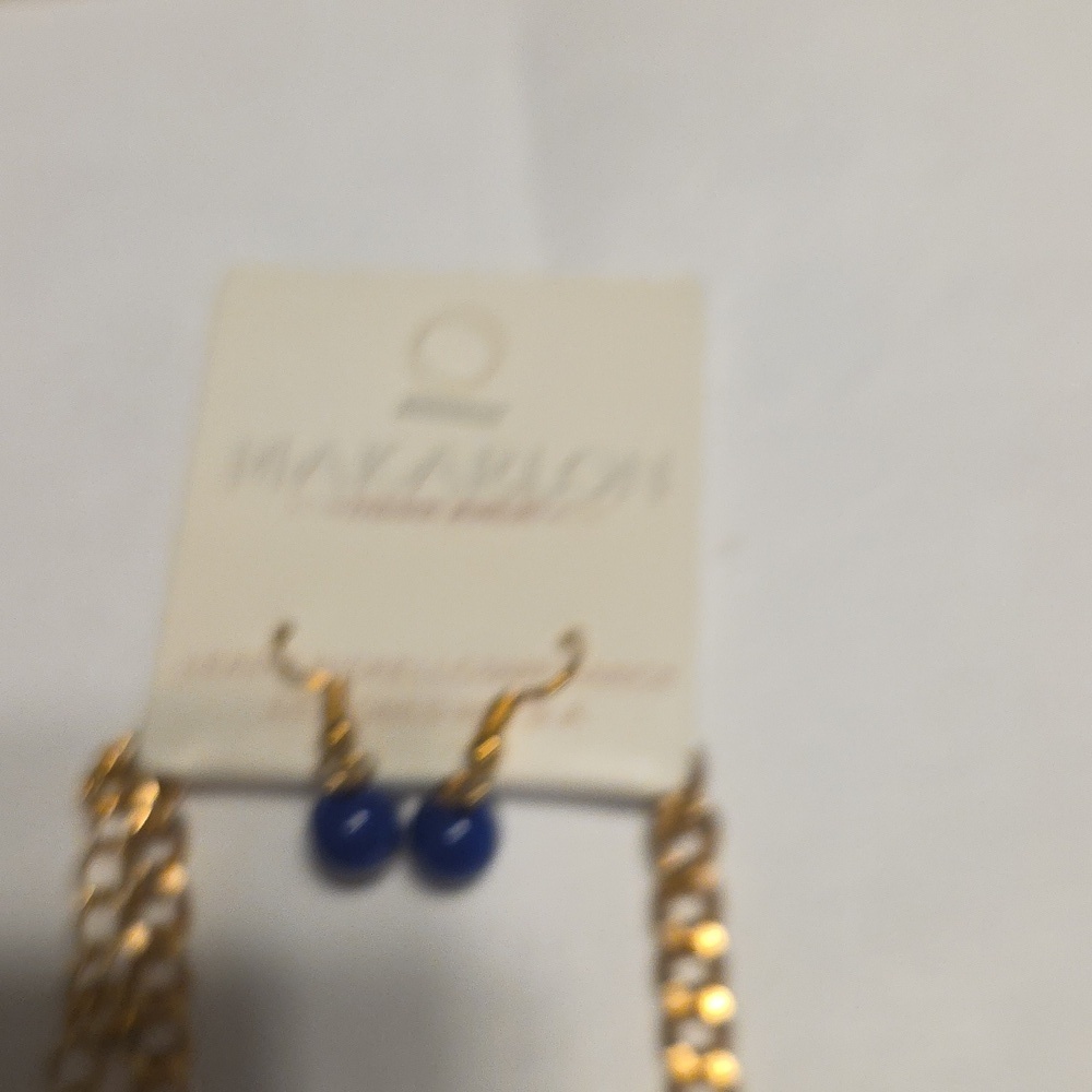 Gold and Blue Floral Necklace - Picture 7 of 16